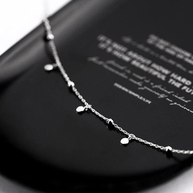 Victoria London Drop Disc Choker Necklace - Sterling Silver